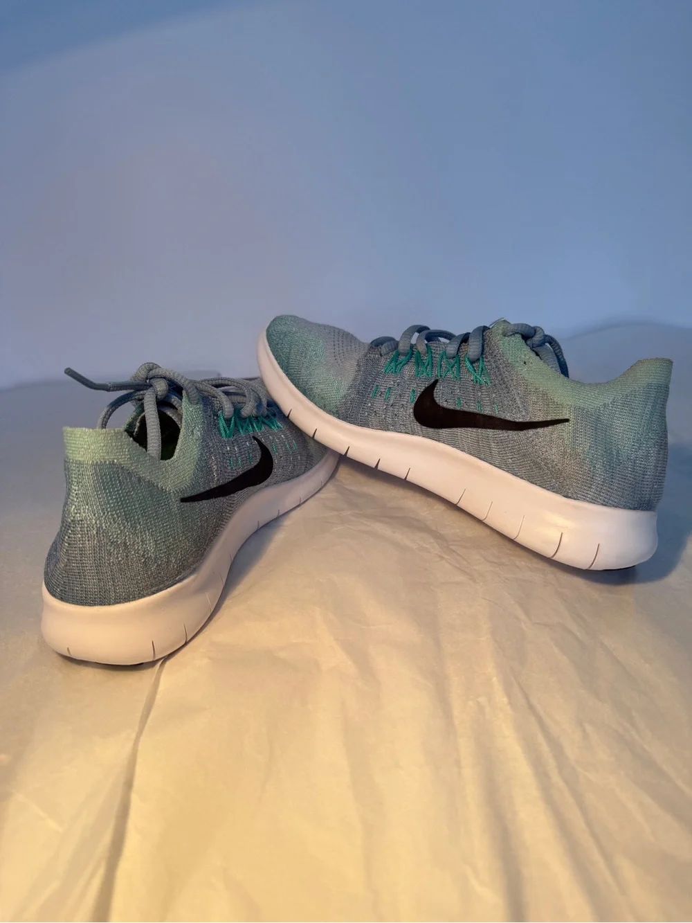 Nike- Flyknit Women’s Running Shoes - Cyan Blue-Sz 6